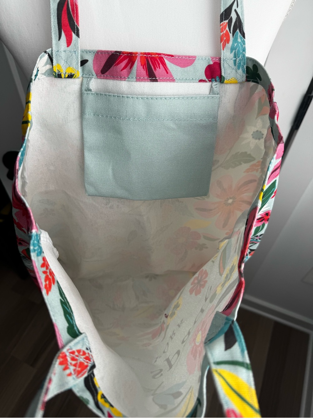 kate spade Floral Print Tote in Light Blue with Multicolor Flowers - Picture 2 of 3